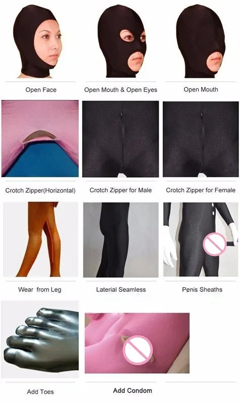 Lycra Spandex Tights Unisex Fetish Shiny Sexy Pink Halloween Costumes