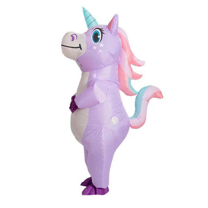 anime Inflatable Unicorn Costume Pink Full Body Unicorn Cosplay Costumes with Blower Funny Party Halloween Costume for Adult