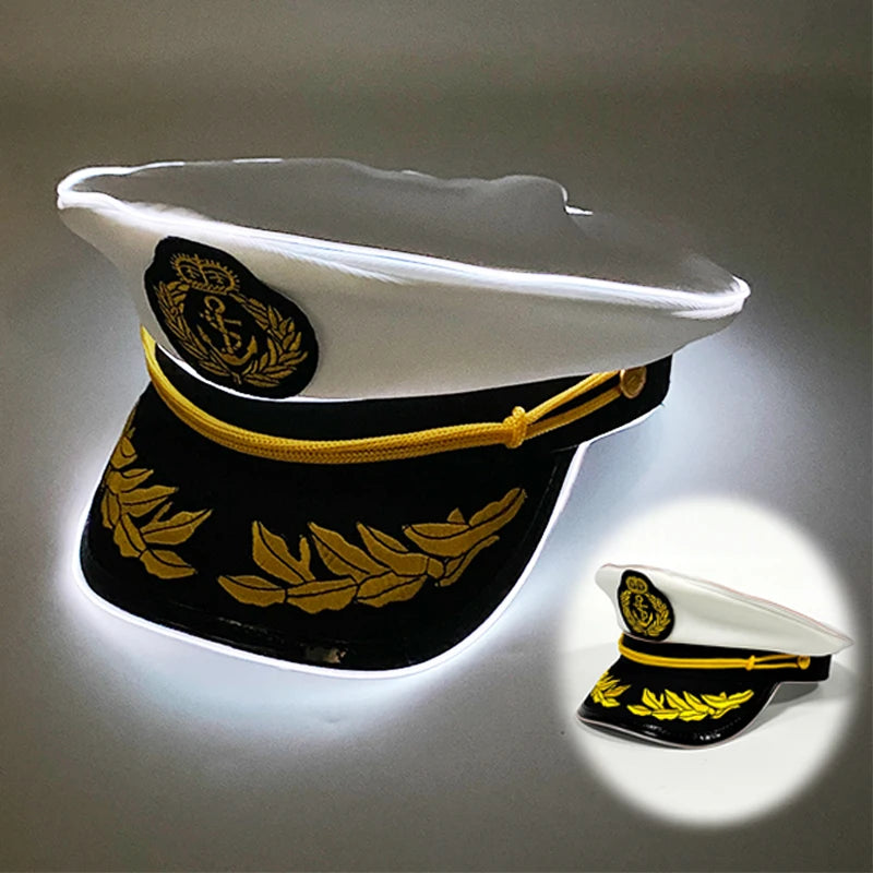 LED Pirate Hat Pirate Theme Holiday Cosplay Pirate Costume Decorations Glowing Captain Hat Colonial Tricorn Hat Woman Skull Hat