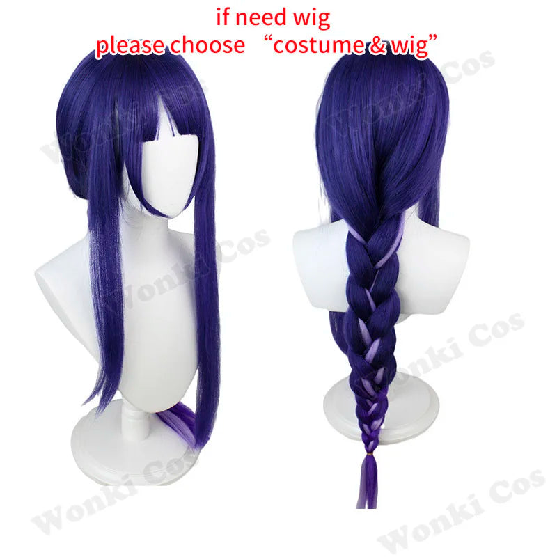 High Quality Raiden Shogun Cosplay Costume Wig Hair Game Impact Raiden Shougun Costumes Wig Set for Women Party Outfits