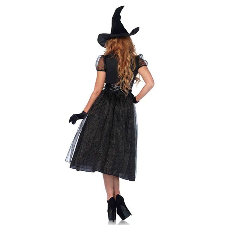 Halloween Witch Costumes for Women Adult Fantasy Black Witch Dress UP Party Dress Carnival Performance Dress