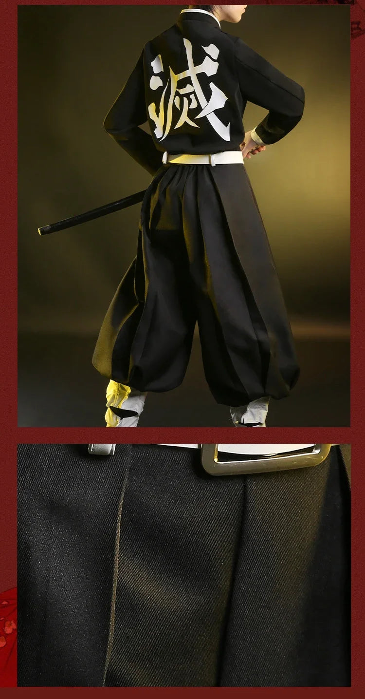 Anime Demon Slayer Tomioka Giyuu Cosplay Costumes Kimetsu No Yaiba Kimono Cloak Man Coat Lining Pants Wig Halloween Costumes