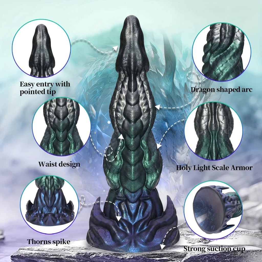 Liquid Silicone Realistic Dragon Monster Anal Plug Anal Expander Dildo, Irregular Penis For Vaginal G-Spot Anal Play SM