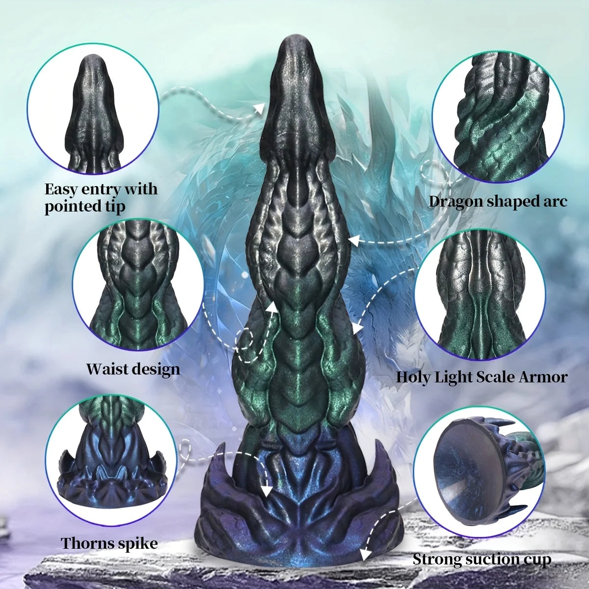 Liquid Silicone Realistic Dragon Monster Anal Plug Anal Expander Dildo, Irregular Penis For Vaginal G-Spot Anal Play SM