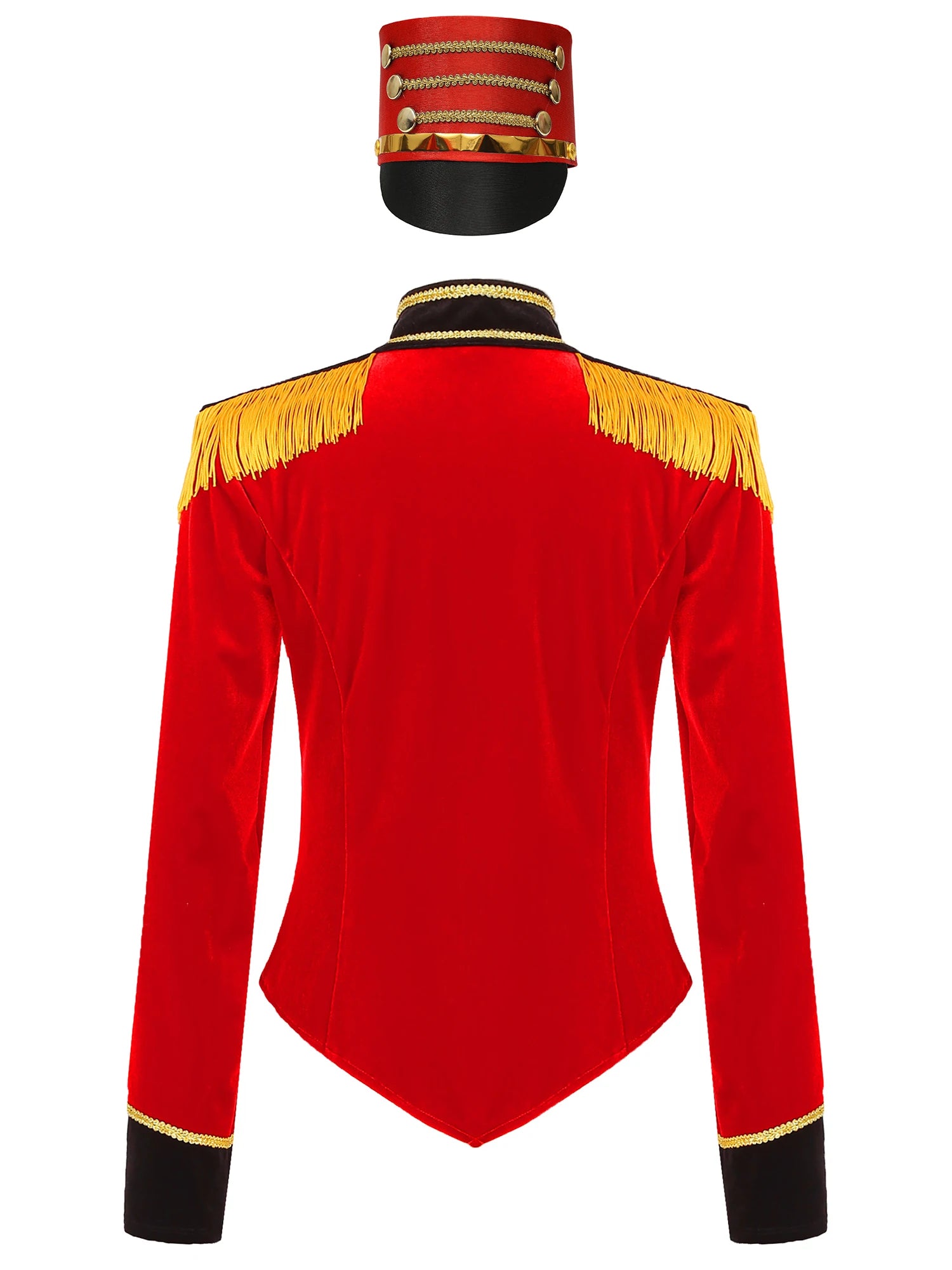 Womens Marching Band Drummer Costume Long Sleeve Circus Ringmaster Jacket Nutcrackers-hat Honor Guard Uniform Drum Major Outfits