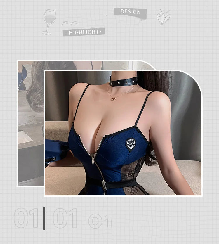 Sexy lingerie Deep V-strap police bag hip skirt with see through lace sexy. items Women's panties promotions 99% sales Sex shop