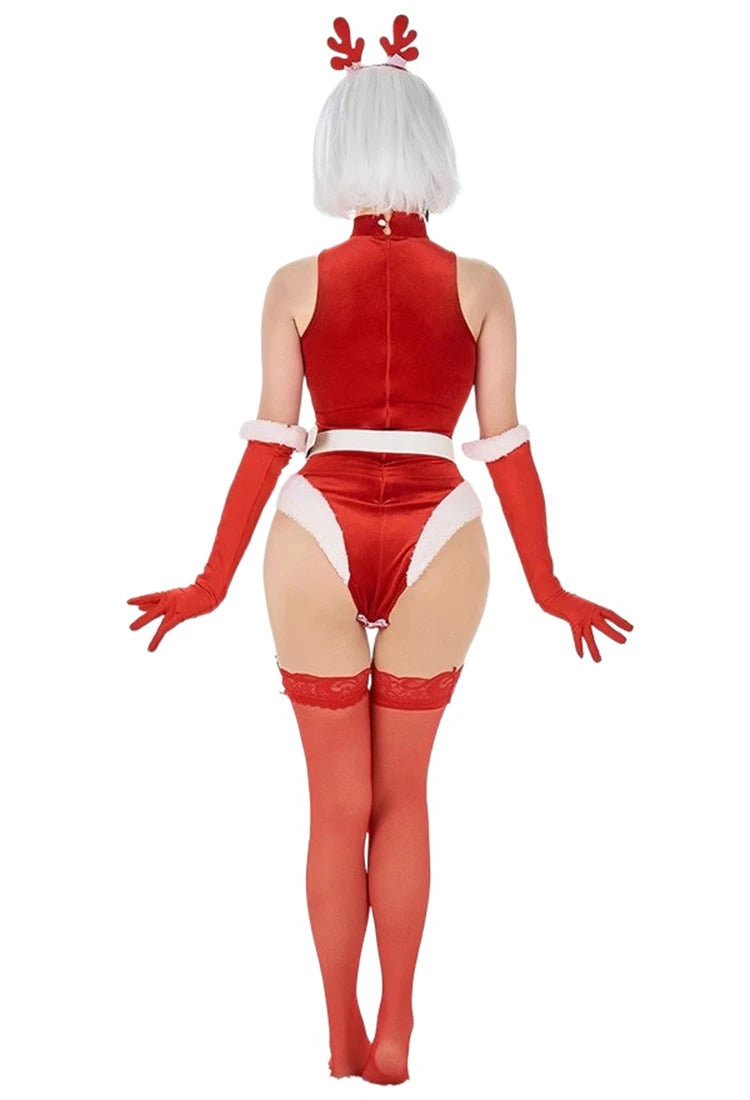 Christmas Women Sexy Jumpsuits Anime NieR Automata 2B Cosplay Costumes YoRHa No 2 Type B Red Pantyhose Gloves Hairband Xmas Gift