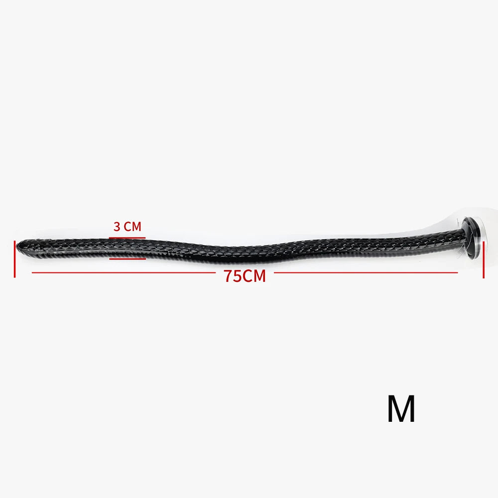 Giant Extra-long Anal Plug Black TPE Snake Head Monster Penis Fish-Scale Shaped Butt Plug Adult Toys Suitable for Homosexuals