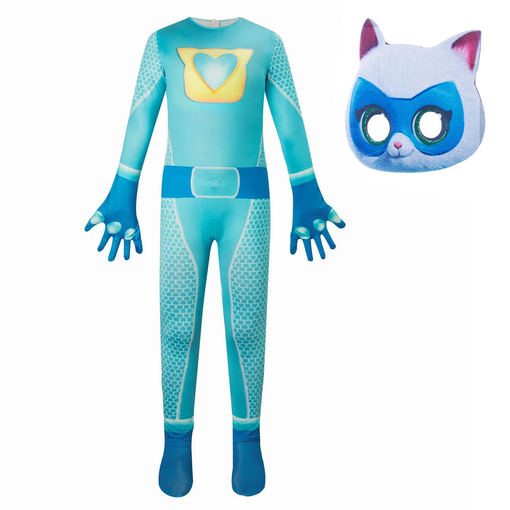SuperKitties jumpsuit, tight fitting Halloween costume, stage performance costumes, super cats