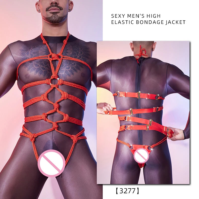 Erotic Men BDSM Rope Clothing Accessorie Sissy Belt Fetish Gay Adjustable Binding Rope Slave Cosplay Binder Restraint Tie Up