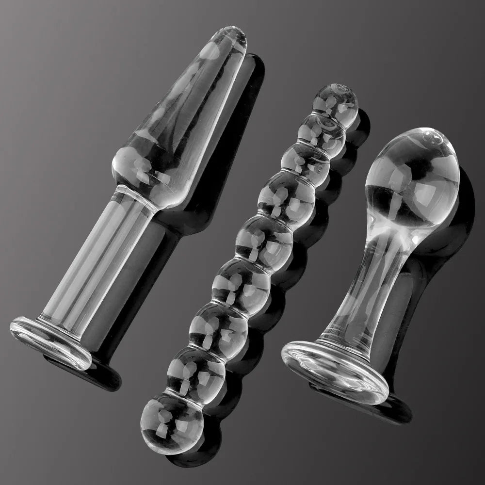 Glass Anal Beads Butt Plug Female Masturbator Sex Toys Adult for Women Men Anus Dilator Prostate Massager Hard Dildos