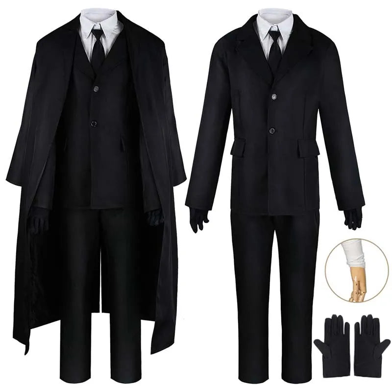Dazai Cosplay Costume Black Trench Jacket Pants Gloves bandage Dazai Osamu Outfits Uniform Halloween Kostum For Anime Comic Con