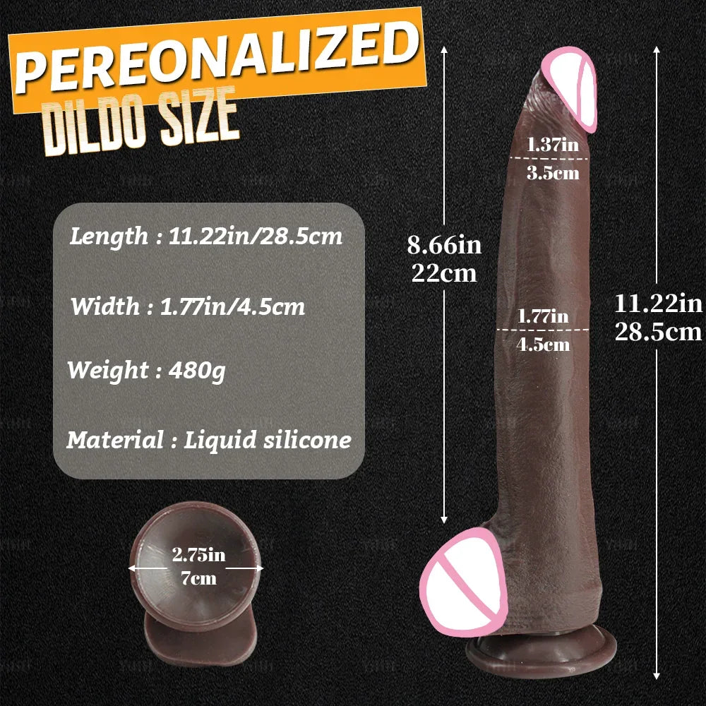 Realistic Long Dildo Sex Toys Dual-Layer Silicone Big Dildos Lifelike Giant Dildo Anal Play with Suction Cup Sex Toys for Women