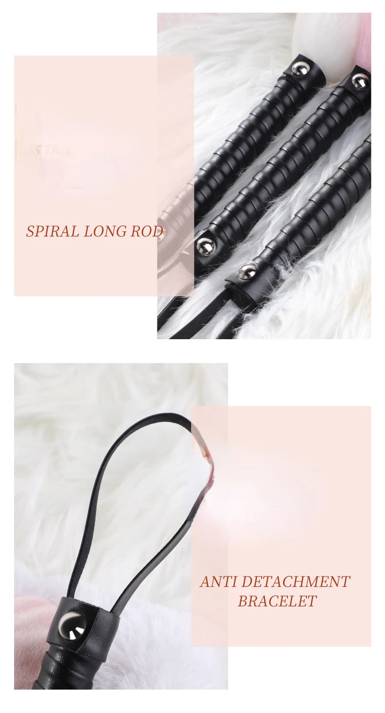 Fetish PU Leather With Fox Tail Whip Flogger Handle Spanking Paddle Flirting BDSM Adult Game Erotic Sex Toys for Women Couples