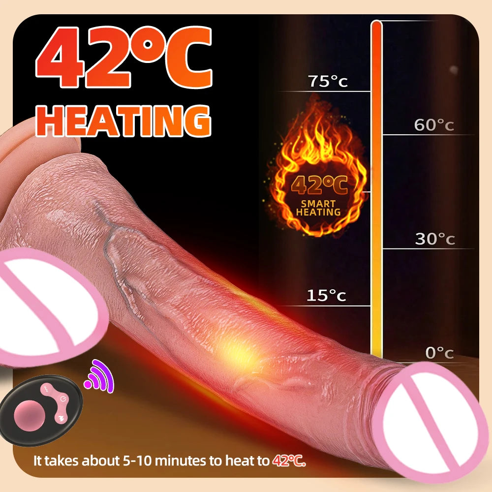 Vibrator dildo xxl realistic big cock telescopic heated spinning penis expansion vibratory massager female couple sex toys 18