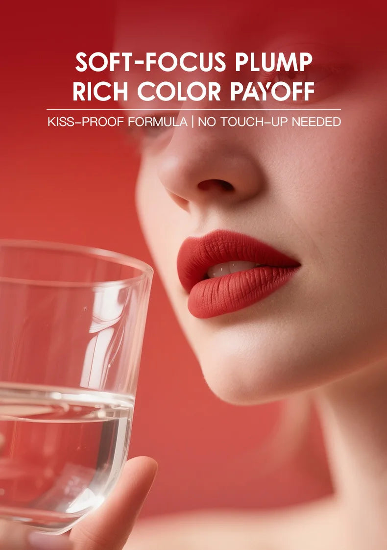 IMAGIC Natural Matte Lipgloss Stainless Steel Cup Waterproof Long-Lasting Lip Makeup Beauty 8ml NO.LP-221