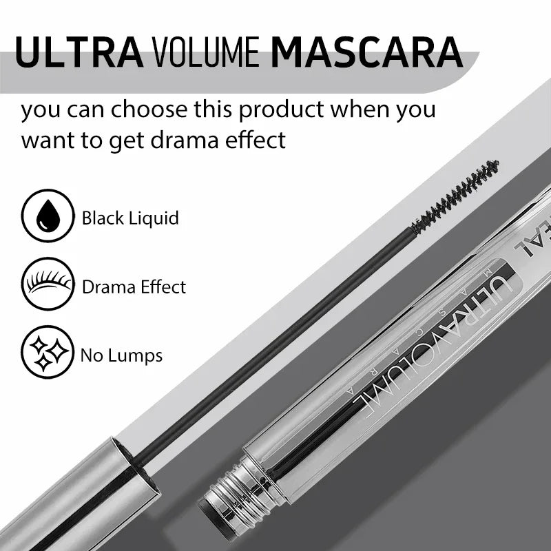 Long Lasting Waterproof Mascara 2mm Micro Engraving Brush Curling Lengthens Volumizes Smudgeproof Clump Free
