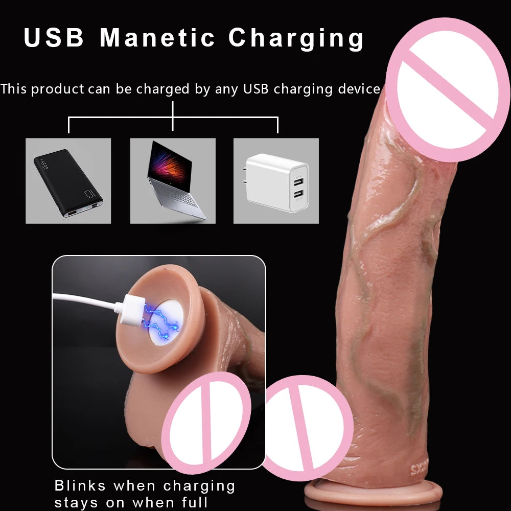 SXXY Large Soft Vibrator Realistic Dildo For Woman Men Wireless Telescopic Dick Masturbator Penis G Spot Vagina Anal