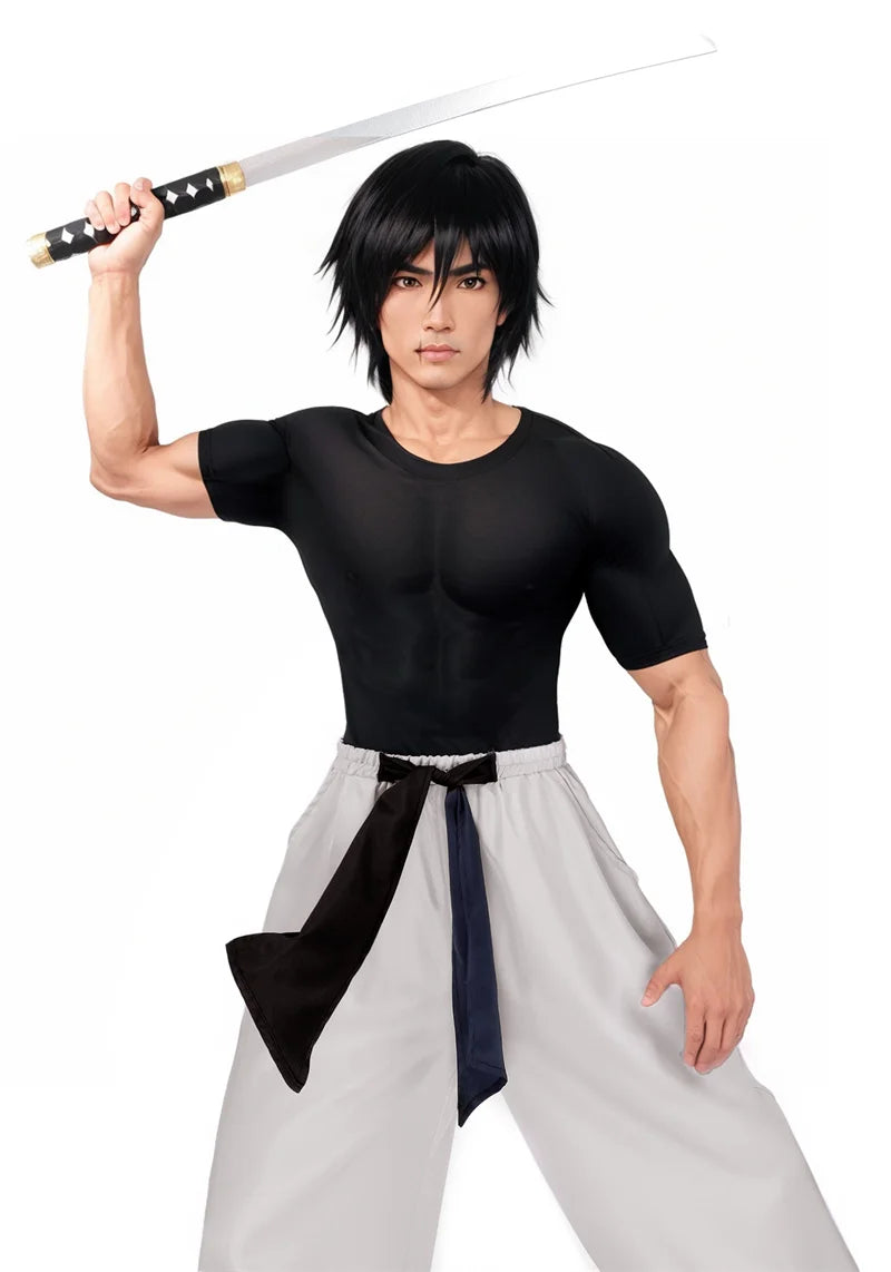 DAZCOS Satoru Cosplay Haori Kimono Jacket Men with Scarf Satoru Costume Adult Outfits Japan Kimono Comic-Con Carnival Clothing