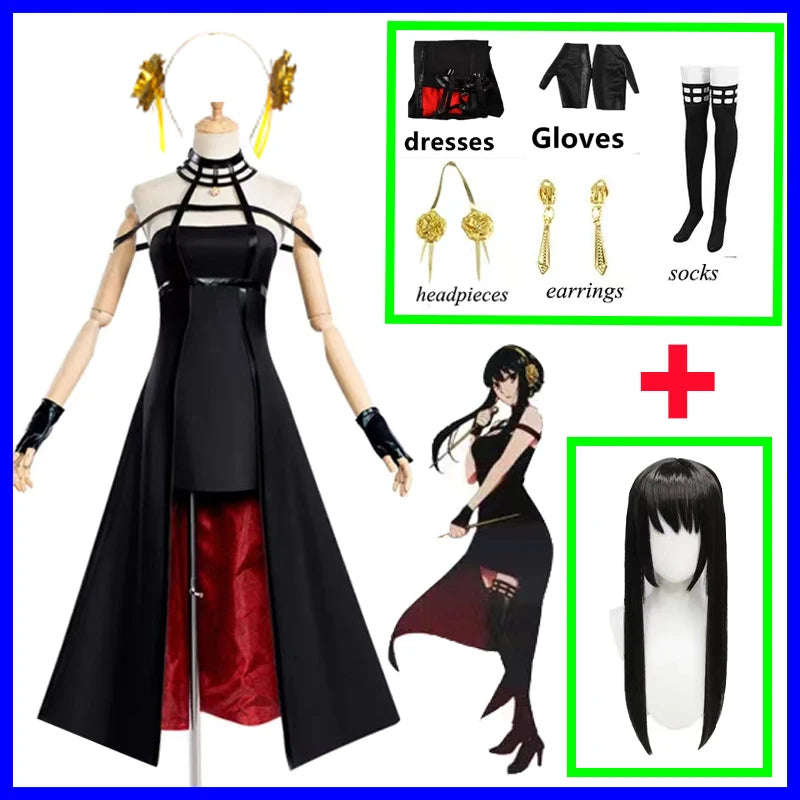 Anime Spy X Family Cosplay Costume Yor Forger Sexy Dress Loid Forger Light Green Suit Anya Kawaii Outfit Carnival Party Wig COS