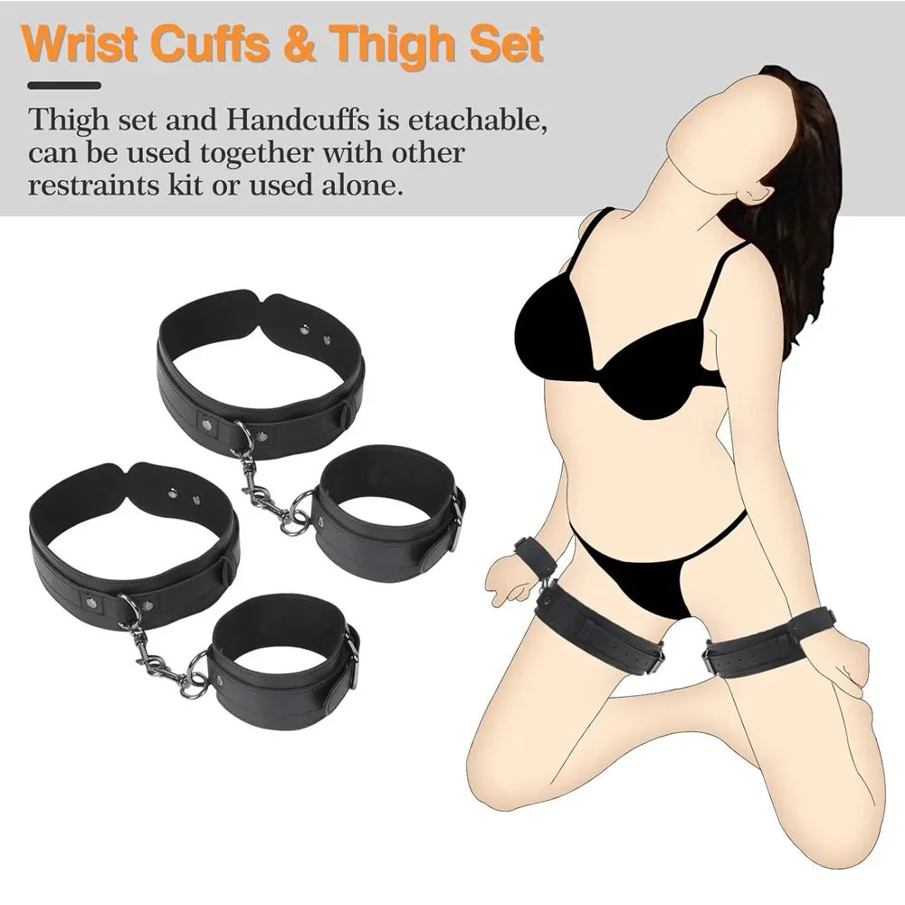 Bondage Kit BDSM Restraints Fetish Erotic Sex Toys Adjustable Handcuffs SM Restraint Wrist And Ankle Cuff Slave Fetish Adult Sex