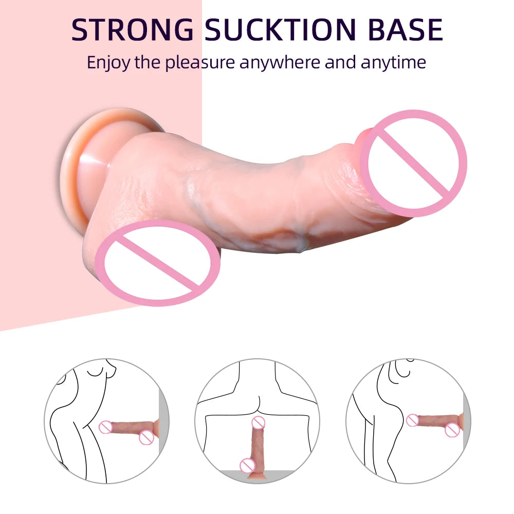 DRY WELL 7 Inch Girth Huge Realistic Safety Soft Silicone Dildo for Vagina Anal Sex Stimulation, G-Spot Penis Adult Sex Toy