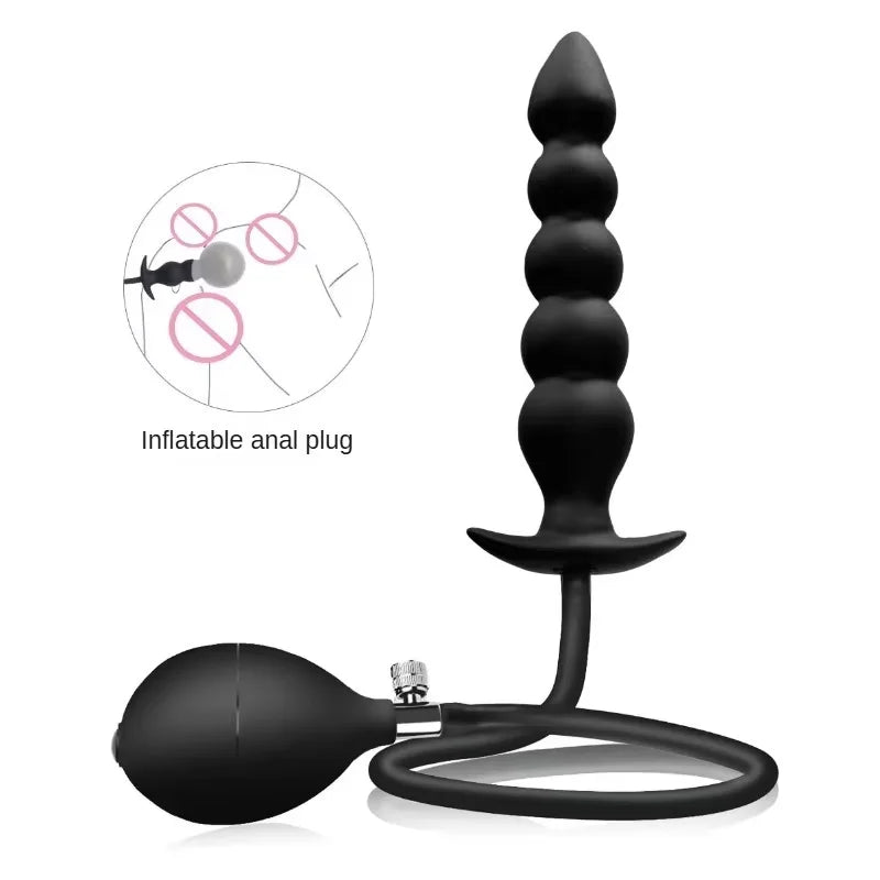 Anal Plug Super Long 5 Beads Expandable Inflatable Anal Plugs Big Butt Plug Butt Plug Anal Beads Ass Dilator SM Couples Sex Toy