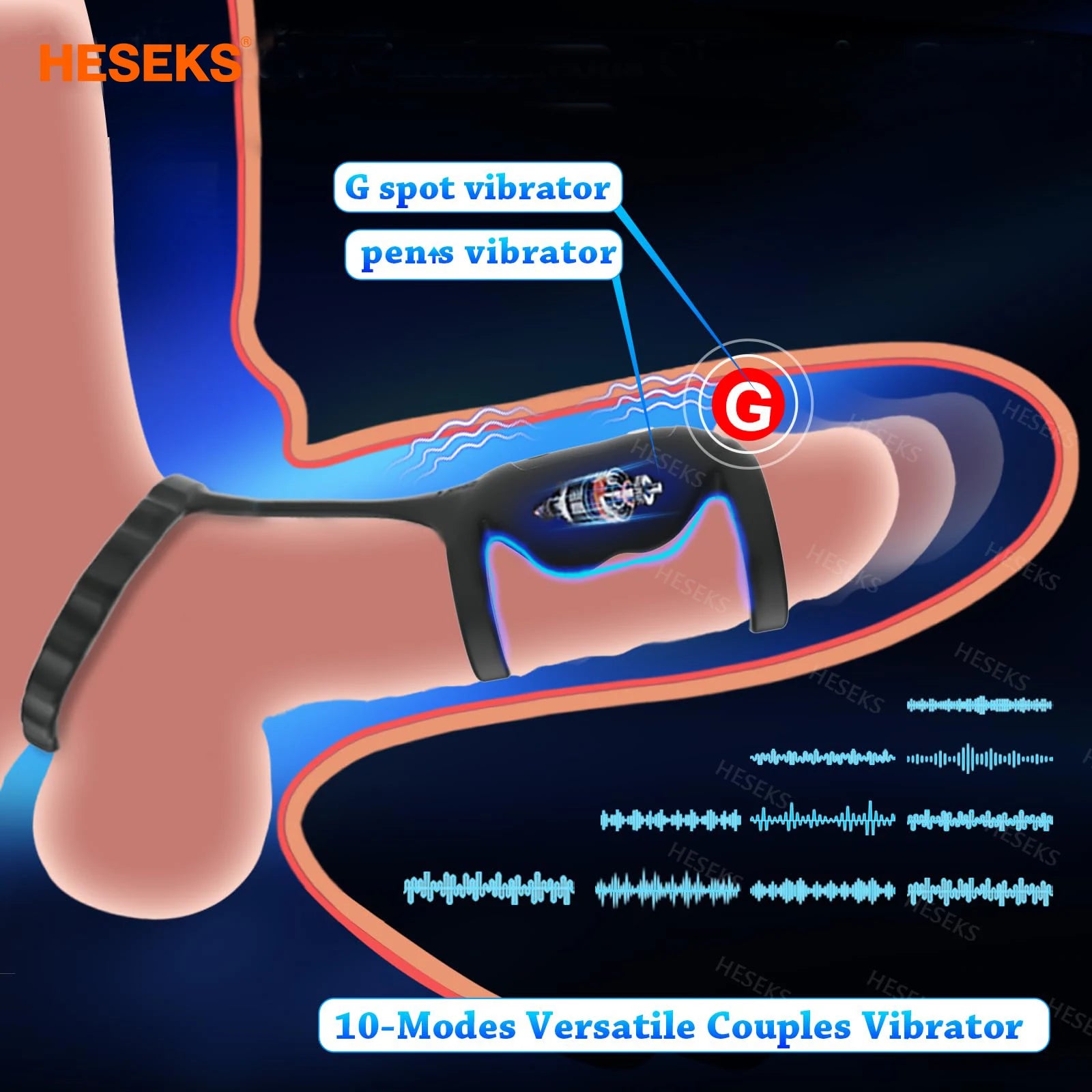 HESEKS Sex Toys For Men Penis Ring Testicles Vibrator Ejaculation Delay Enlargement Penis Adult Goods Intimate For Men  Couples