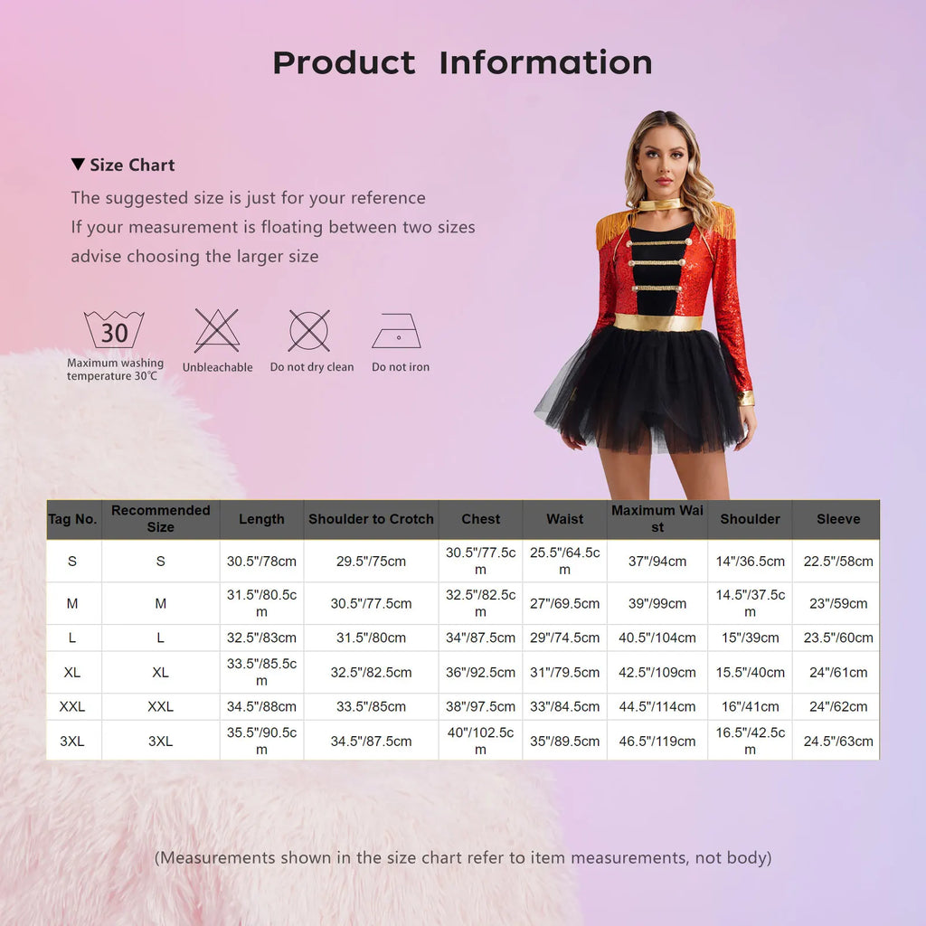 Womens Circus Ringmaster Halloween Cosplay Costume Glitter Lion Tamer Director Uniform Circus Majorette Carnival Clown Clothings