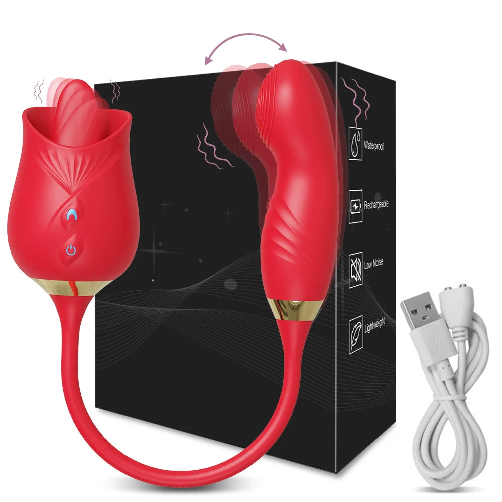 Licking Vibrator for Women Clitoral Nipple Stimulator Massager Thrusting Dildo 2 in 1 Sex Toy for Women Adult Sex Products