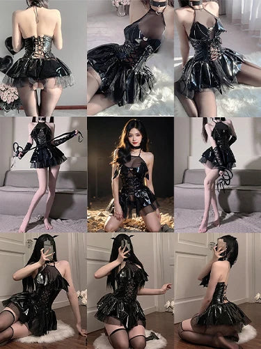 Play Bondage Uniform Erotic Lingerie Hot Sexy Hollow Underwear for Women Open Anal BDSM Role Maid Cosplay Costumes Outfit Set