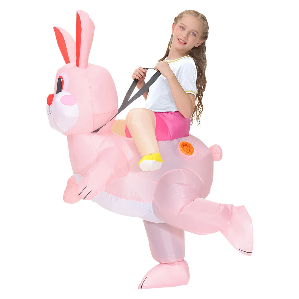Easter Bunny Clown Adult Kids Inflatable Costume Funny Cute Rabbit Cosplay Suit For Performance Festival Carnival Party Clothing