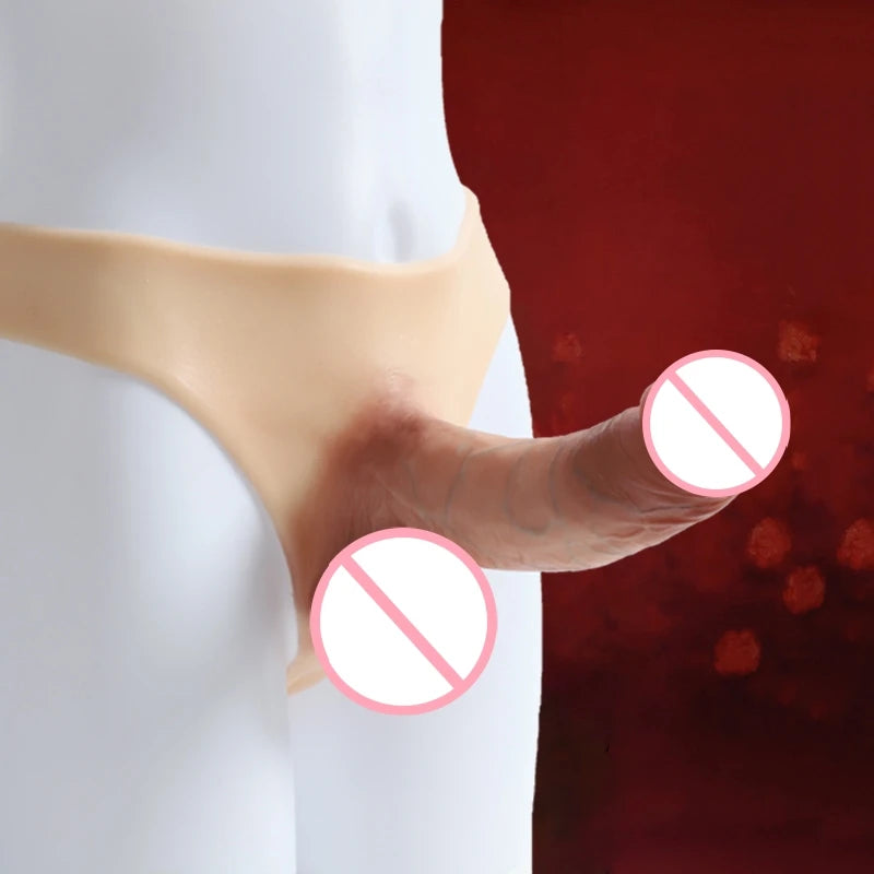 Silicone Wearable Underwear with Giant Dildo, Sex Toy Huge Dildo Panties with Realistic Penis, Simulate Skin Texture G Spot
