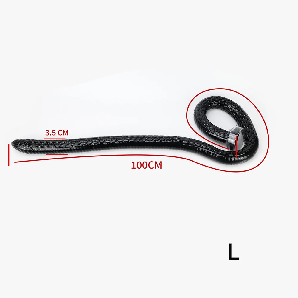 Giant Extra-long Anal Plug Black TPE Snake Head Monster Penis Fish-Scale Shaped Butt Plug Adult Toys Suitable for Homosexuals
