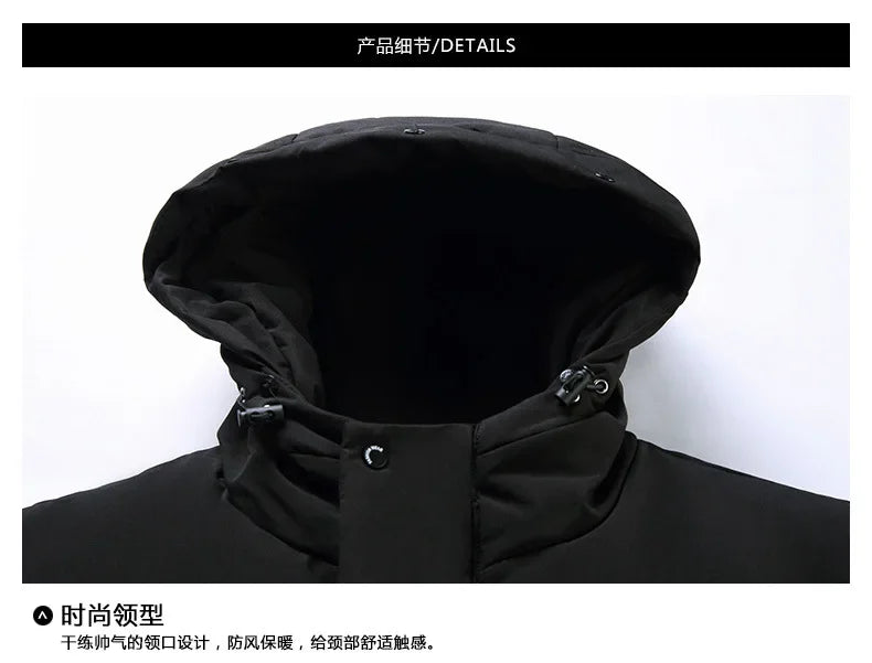New Fashion Men 90% White Duck Down Hooded Jackets Men's Winter Thick Warm Waterproof Parka Overcoat Down Jackets Long Parka 5XL
