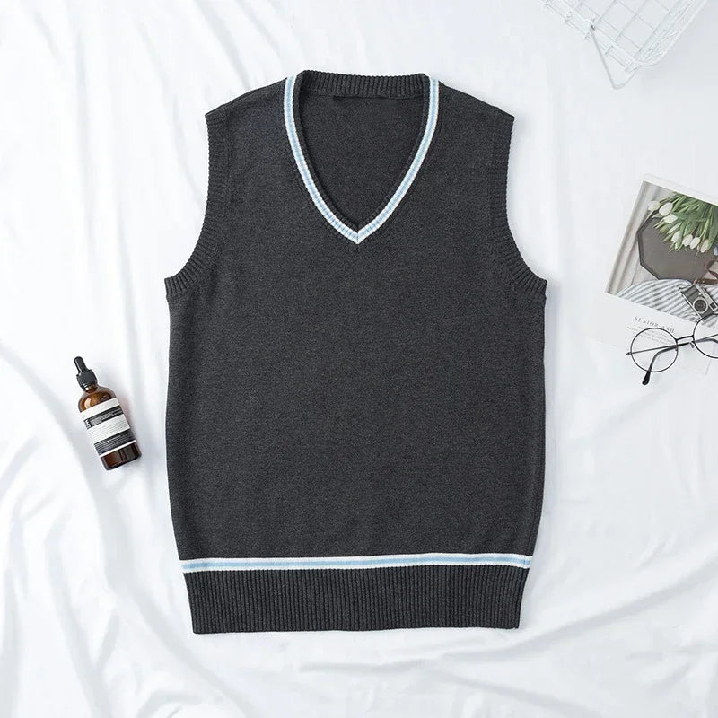 Cosplay Costume Magic School Hufflepuff Ravenclaw Slytherin Wizard V Neck Sweater Uniform Stripe Cotton Sleeveless Knitted Vest