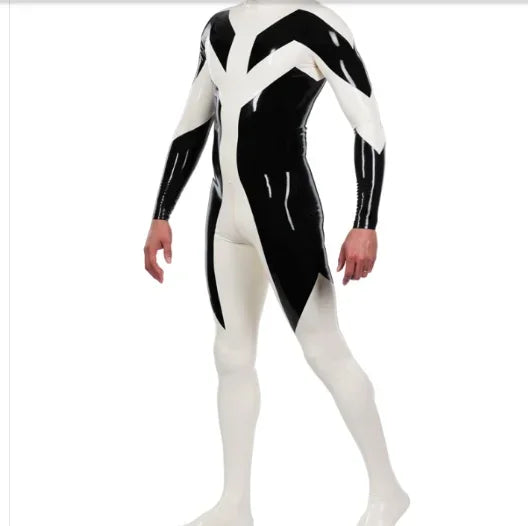 Fetish  100% Latex Rubber Men's fashion sports tightsCatsuit Anzug hand-made XS-XXL