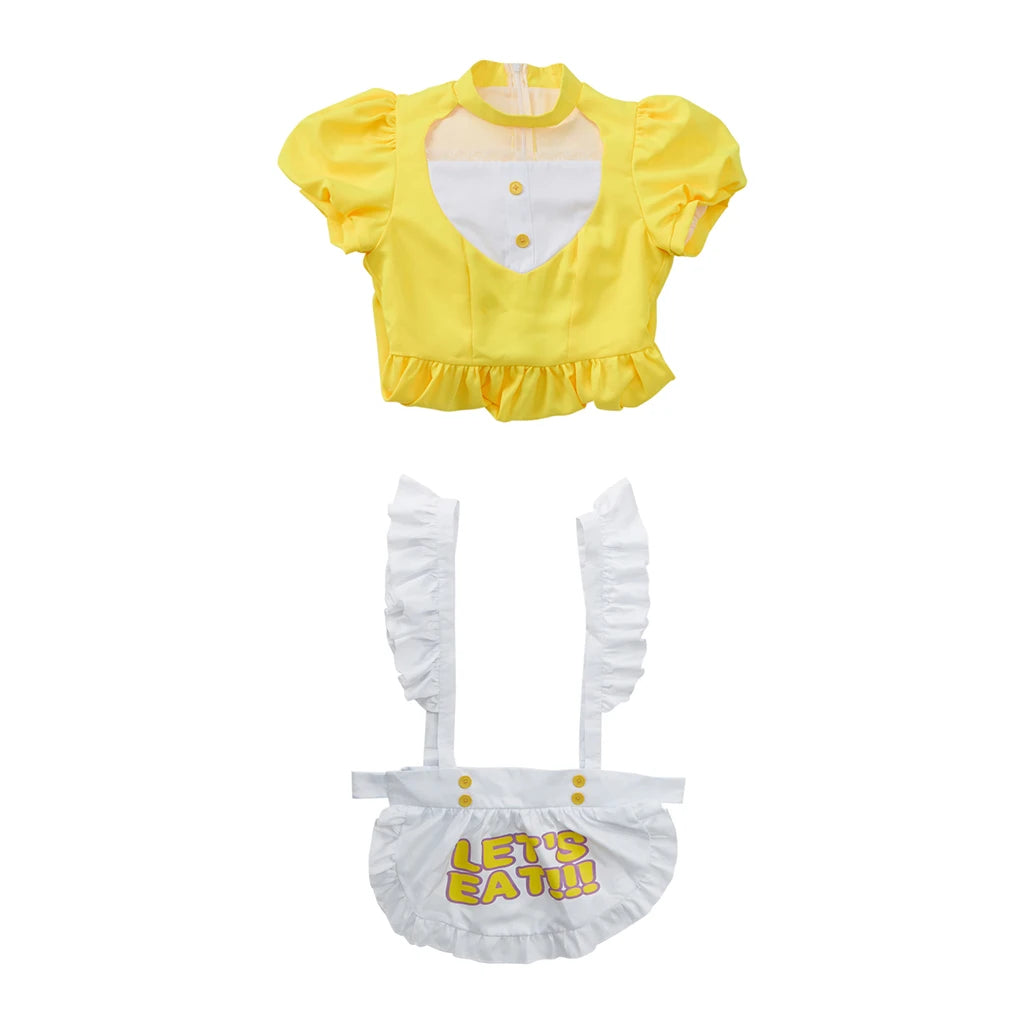 Game FNAF Chica Cosplay Lolita Costume Woman's Yellow Dress with Apron Halloween Party Outfit