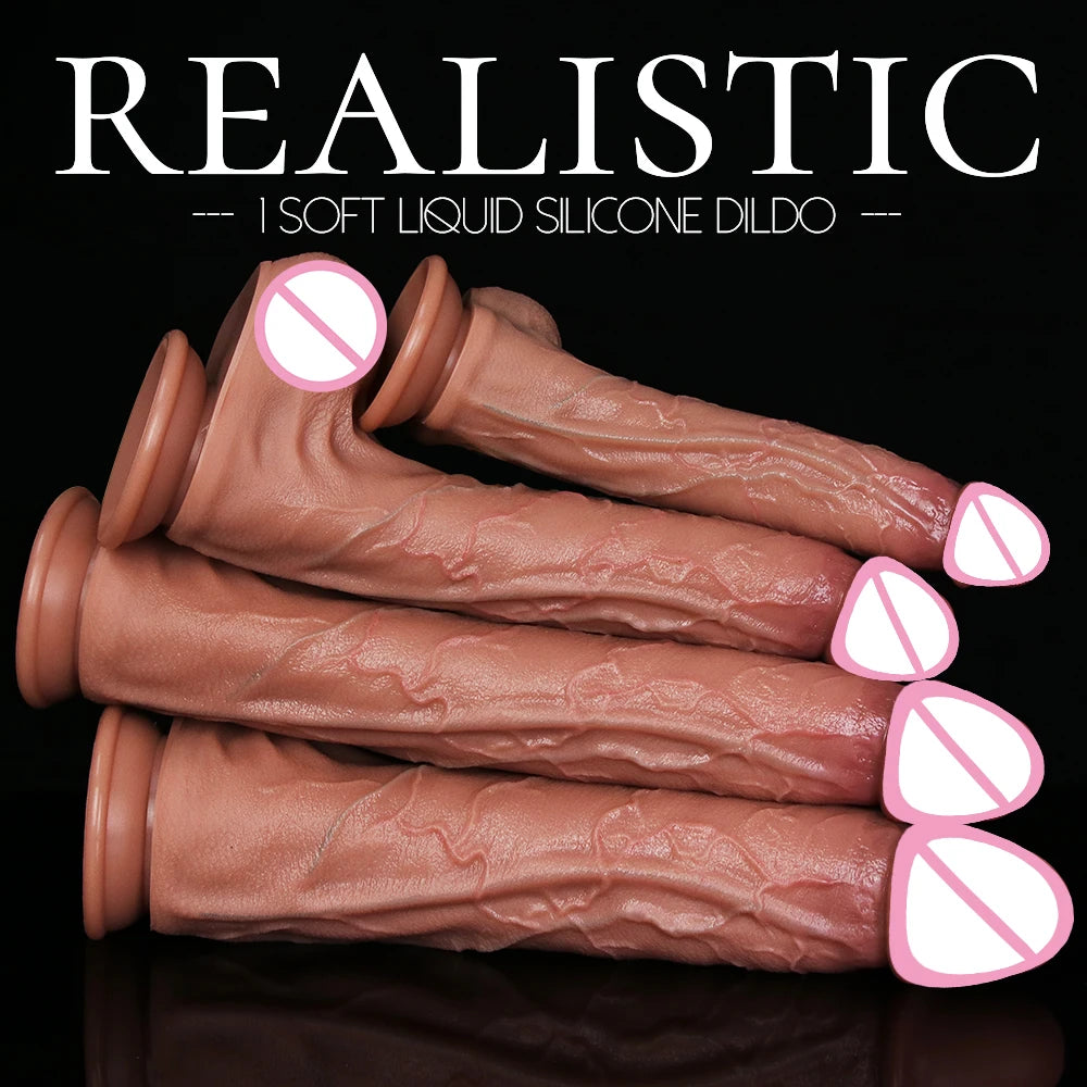 Realistic Long Dildo Brown Anal Plug with Suction Cup Big Penis Butt Plug Long Dick Sex Toys for Women Men Phallus Anal Dilator
