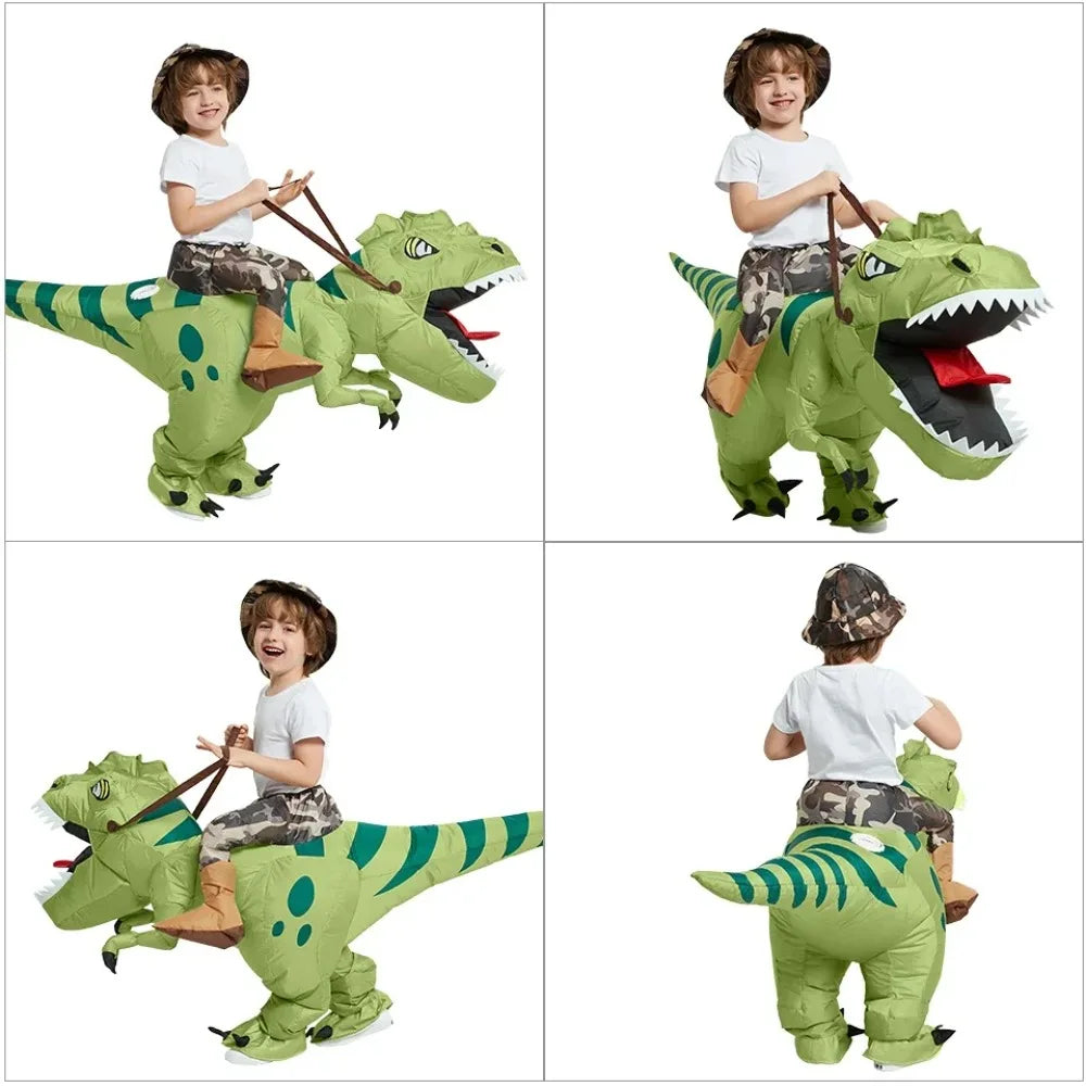 Inflatable Dinosaur Costume Riding T Rex Air Blow Up Funny Fancy Dress Party Halloween Costume for Adult Cosplay Party