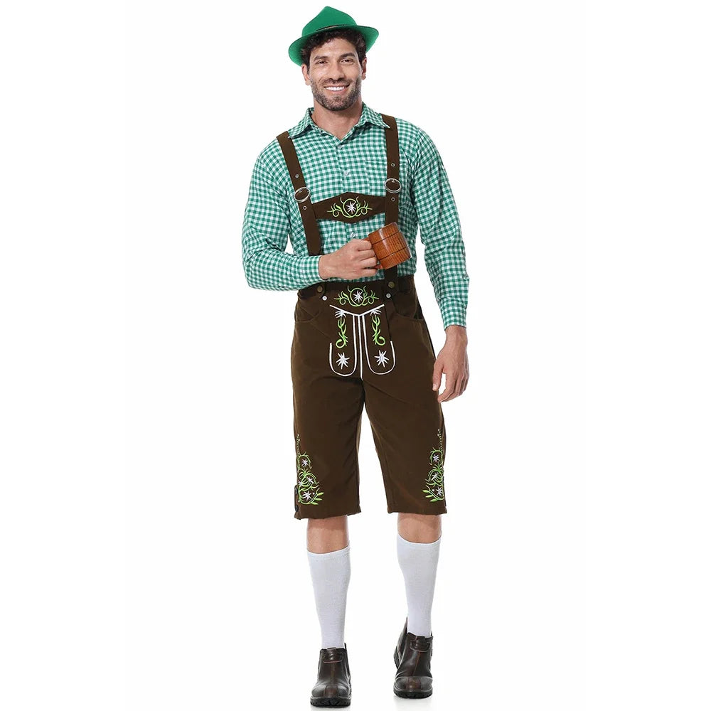 Men Oktoberfest Costume German Oktoberfest Pubs Bartender Outfit Beer Man Costumes  Lederhosen Bavarian Octoberfest