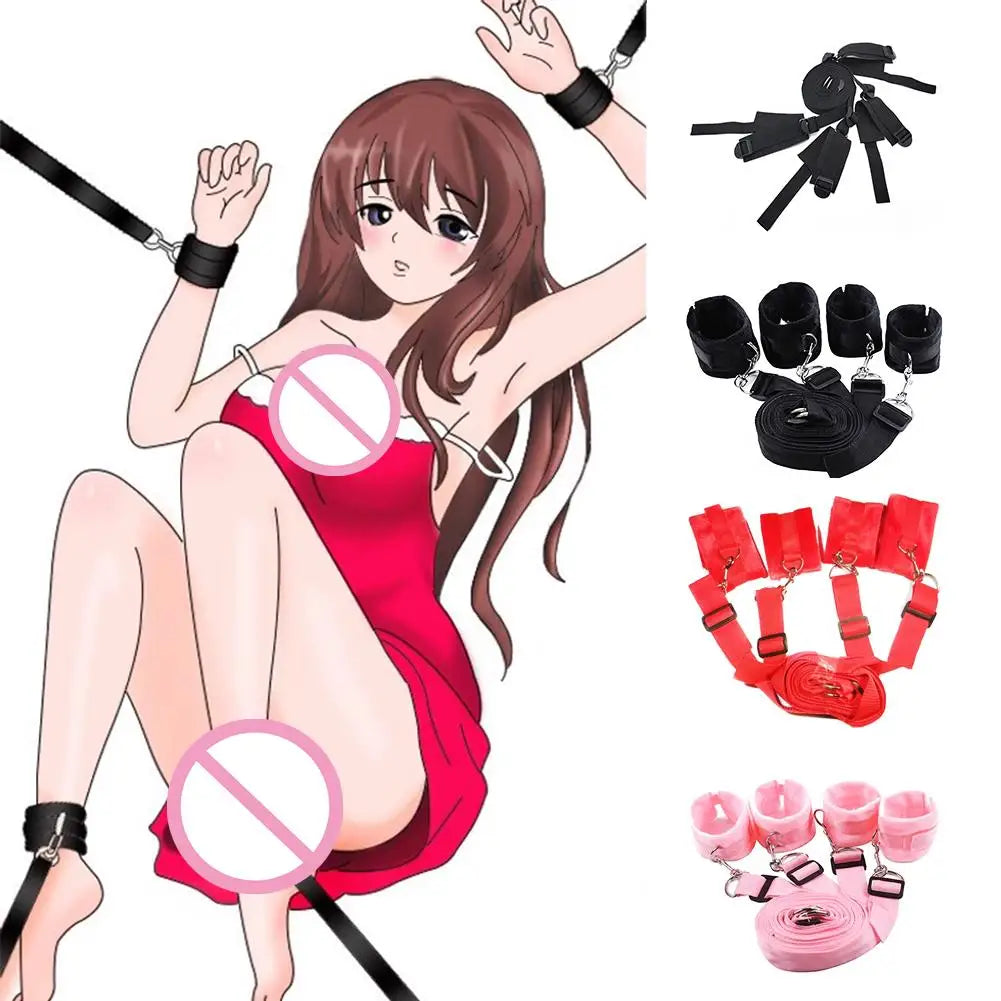 Sex Toys Bandage SM Restraint Bed Bondage Handcuffs Ankle Cuffs Adult Games Set Erotic Accessories Sex Toys for Women Men Couple
