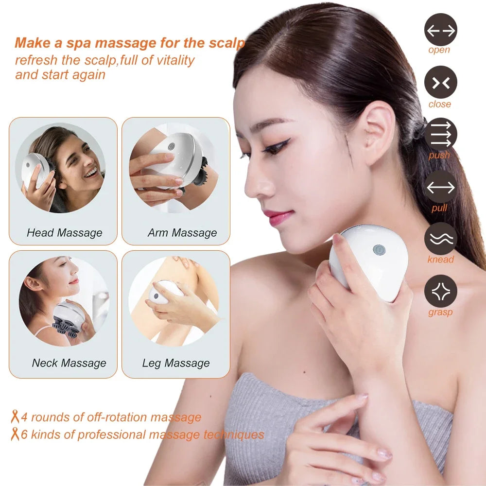 Electric Deep Tissue Scalp Head Massager Antistress Relax Body Massage Remove Muscle Tension Tiredness Vibrating Massageador