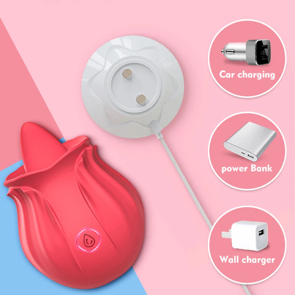 Licking Vibrator for Women Clitoral Nipple Stimulator Massager Thrusting Dildo 2 in 1 Sex Toy for Women Adult Sex Products 18+