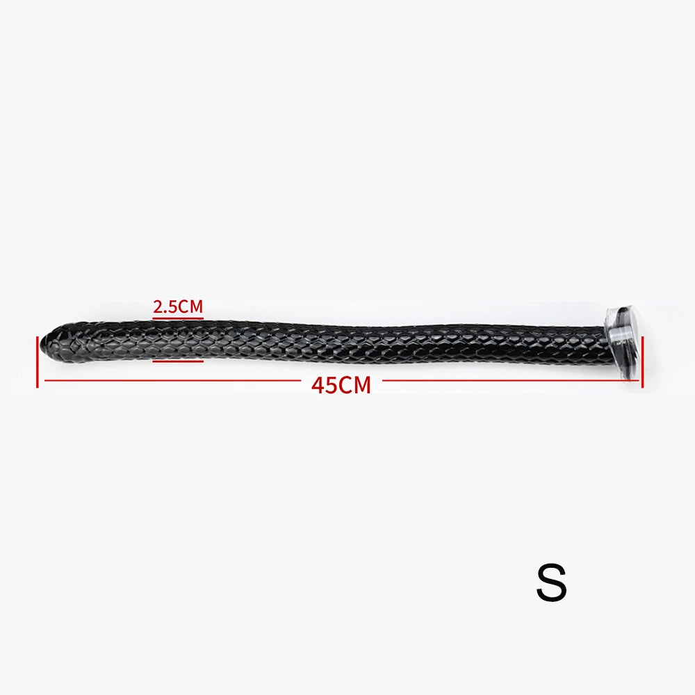 Giant Extra-long Anal Plug Black TPE Snake Head Monster Penis Fish-Scale Shaped Butt Plug Adult Toys Suitable for Homosexuals