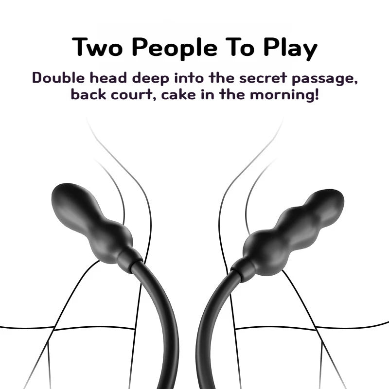 Inflatable Anal Plug with Double Beads Expandable Pump for Women Men Sex Toys Butt Plug Anal Dilator Prostate Massage Adult Toys