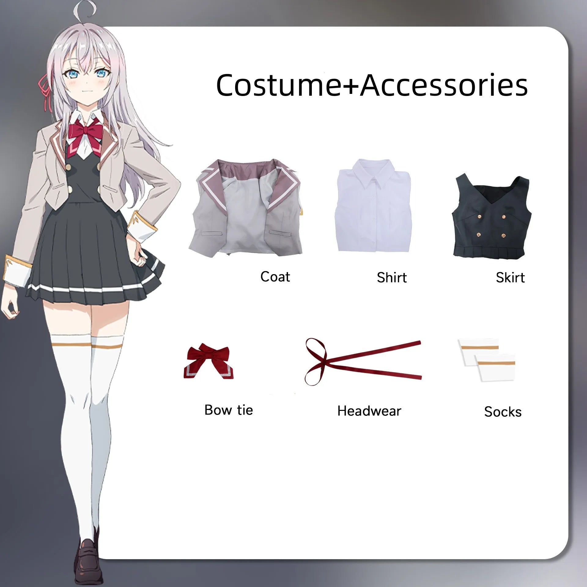 Anime Alisa Mikhailova Kujou Cosplay Costumes Wig Alya Sometimes Hides Her Feelings in Russian Accessories Sexy Uniform Set
