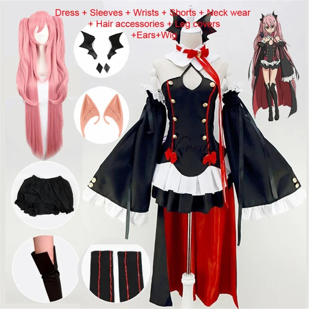 Seraph Of The End Krul Tepes Cosplay Costume Uniform Wig Anime Owari no Seraph Vampire Witch Cosplay Halloween Costume For Women