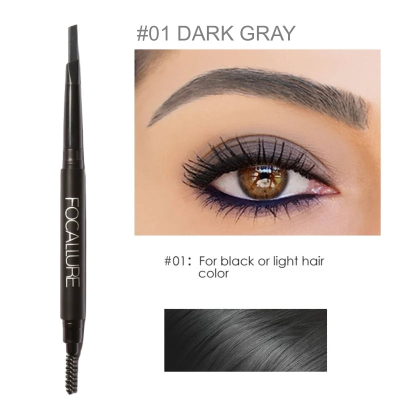 FOCALLURE Eyebrow Pencil 3 Colors Precise Brow Definer Waterproof Makeup Black Brown Eye Brows Cosmetics for Women's Make up