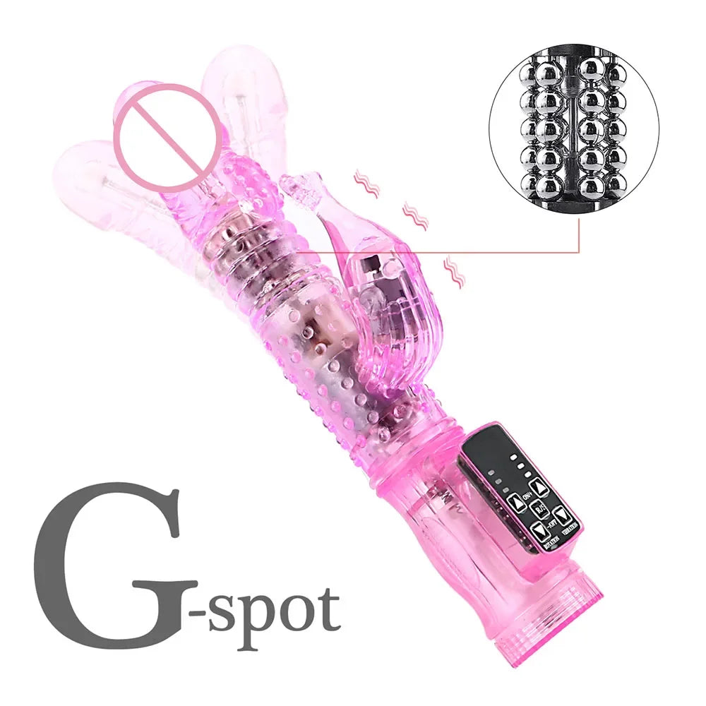 22cm Rotating Beads Vibrators For Women Clitoris Stimulator Vaginal Anal Plug Dildos Female Masturbator Sex Toys Erotic Products